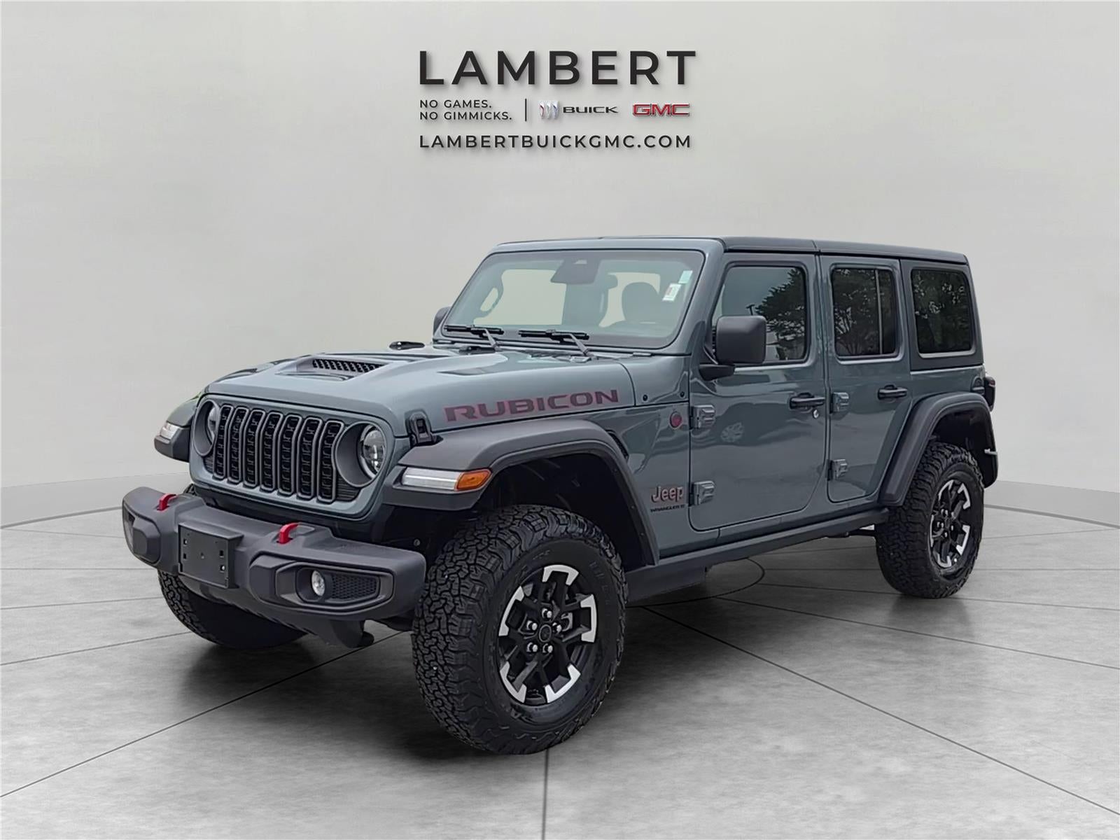 2026 Jeep Wrangler Rubicon in Anvil Clearcoat — front three-quarter view