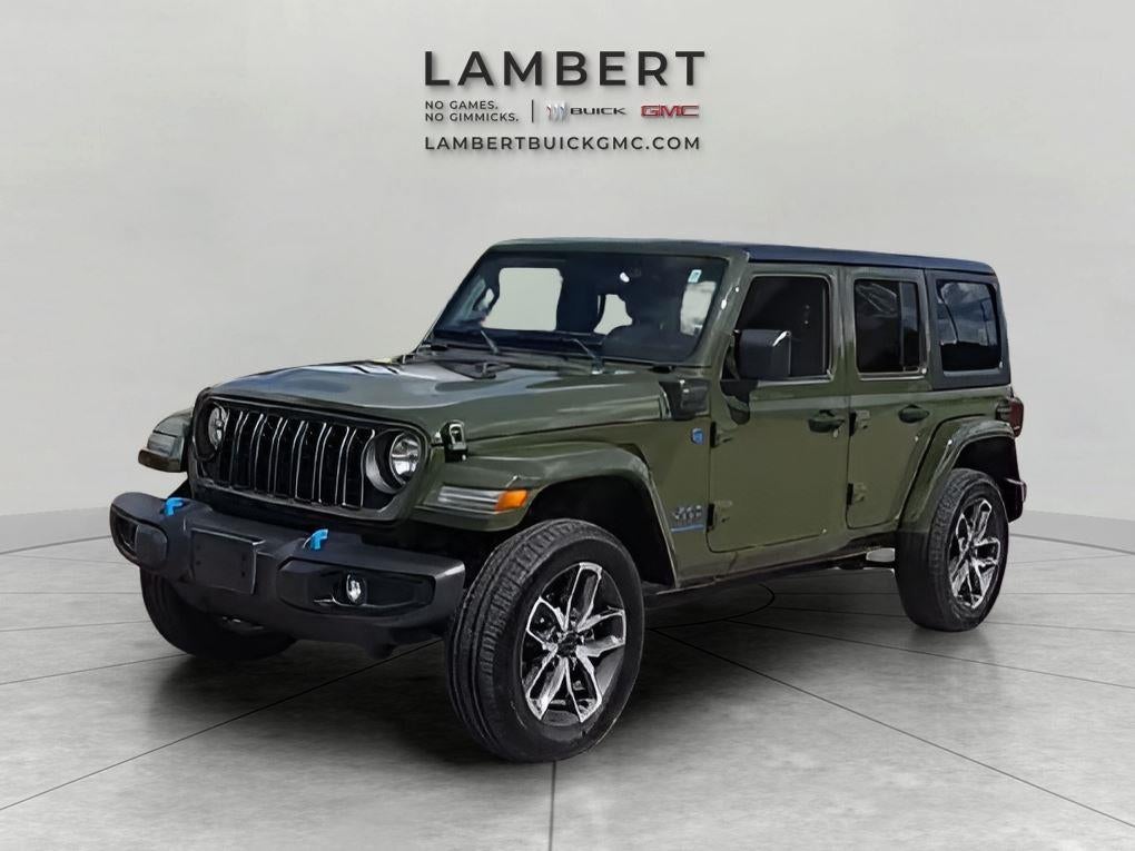 2024 Jeep Wrangler 4xe Sport S in Sarge Green Cle — front three-quarter view