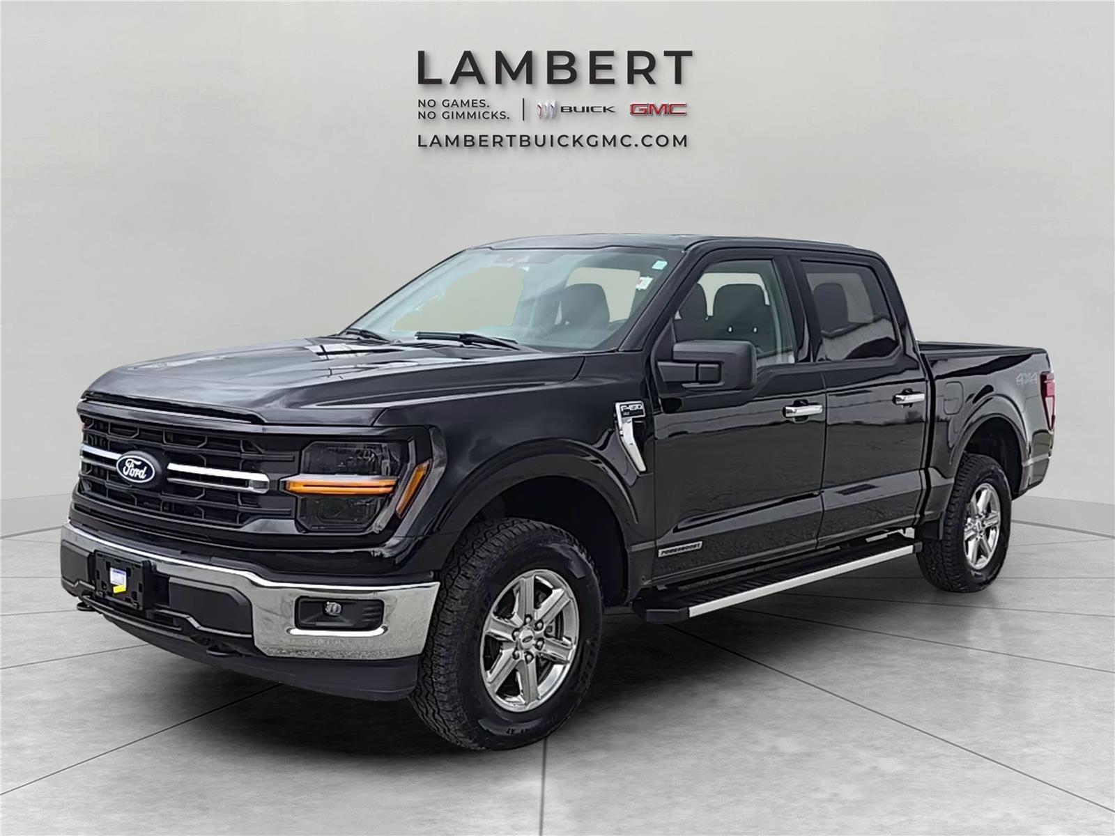 2025 Ford F-150 XLT in Agate Black Met — front three-quarter view