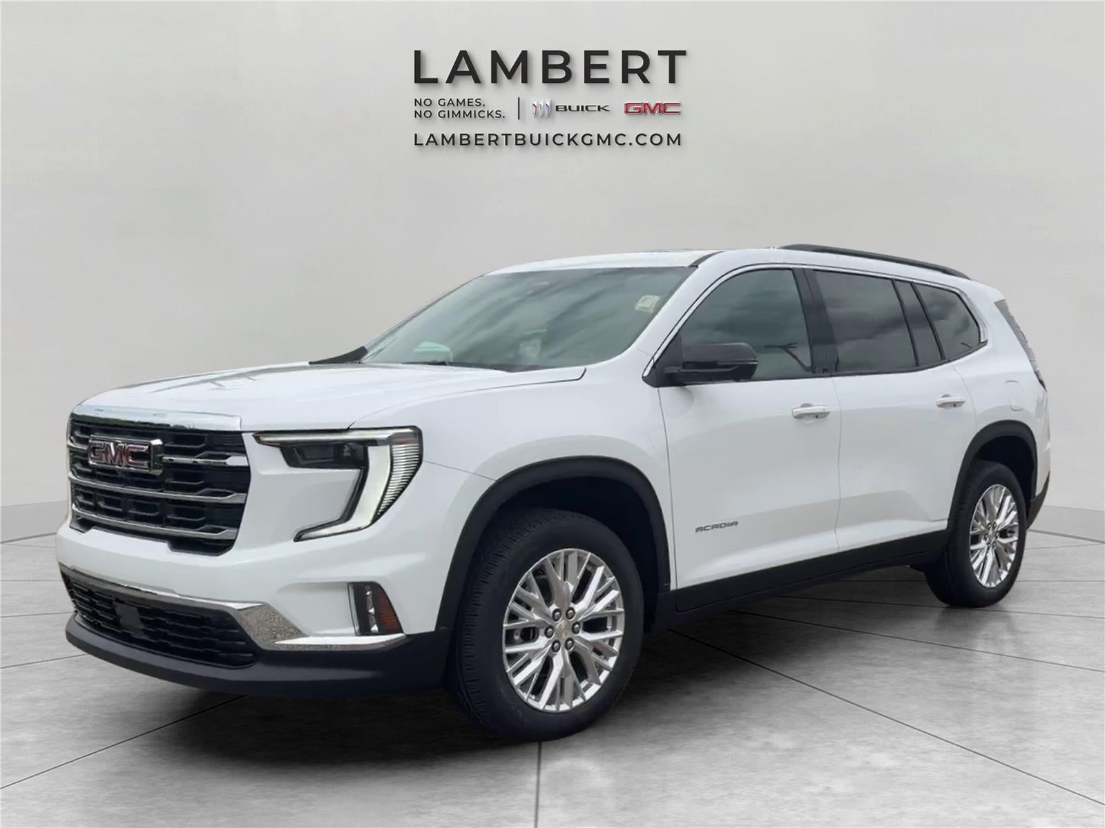 2026 GMC Acadia Elevation in Summit White — front three-quarter view