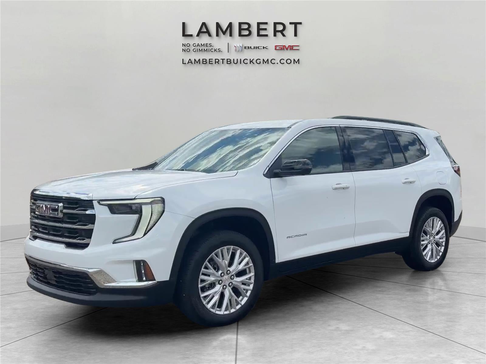 2026 GMC Acadia Elevation in Summit White — front three-quarter view
