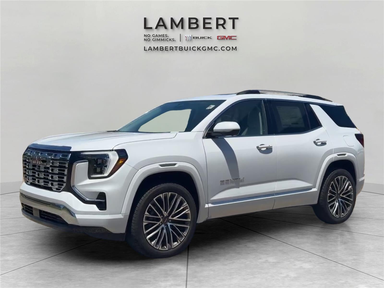 2026 GMC Terrain Denali in Glacier White Tricoat — front three-quarter view