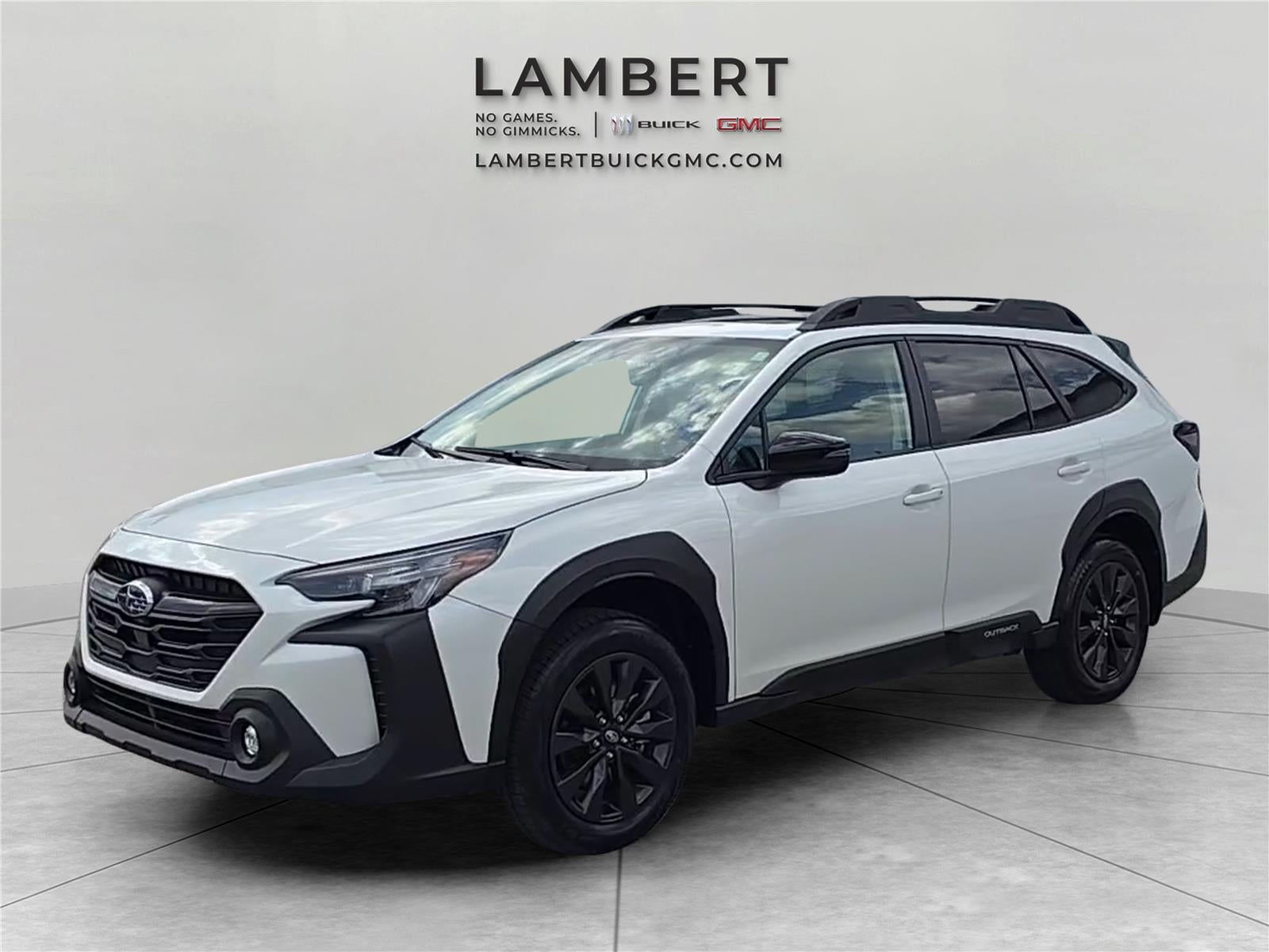 2025 Subaru Outback Onyx Edition in Crystal White — front three-quarter view