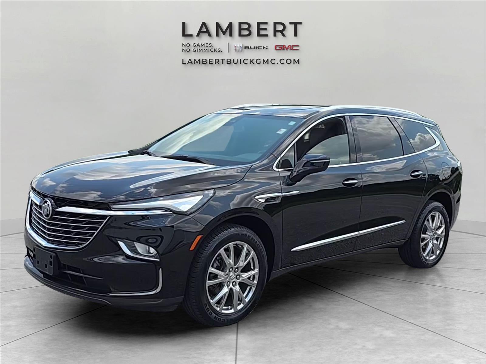 2023 Buick Enclave Essence in Ebony Twilight Metallic — front three-quarter view
