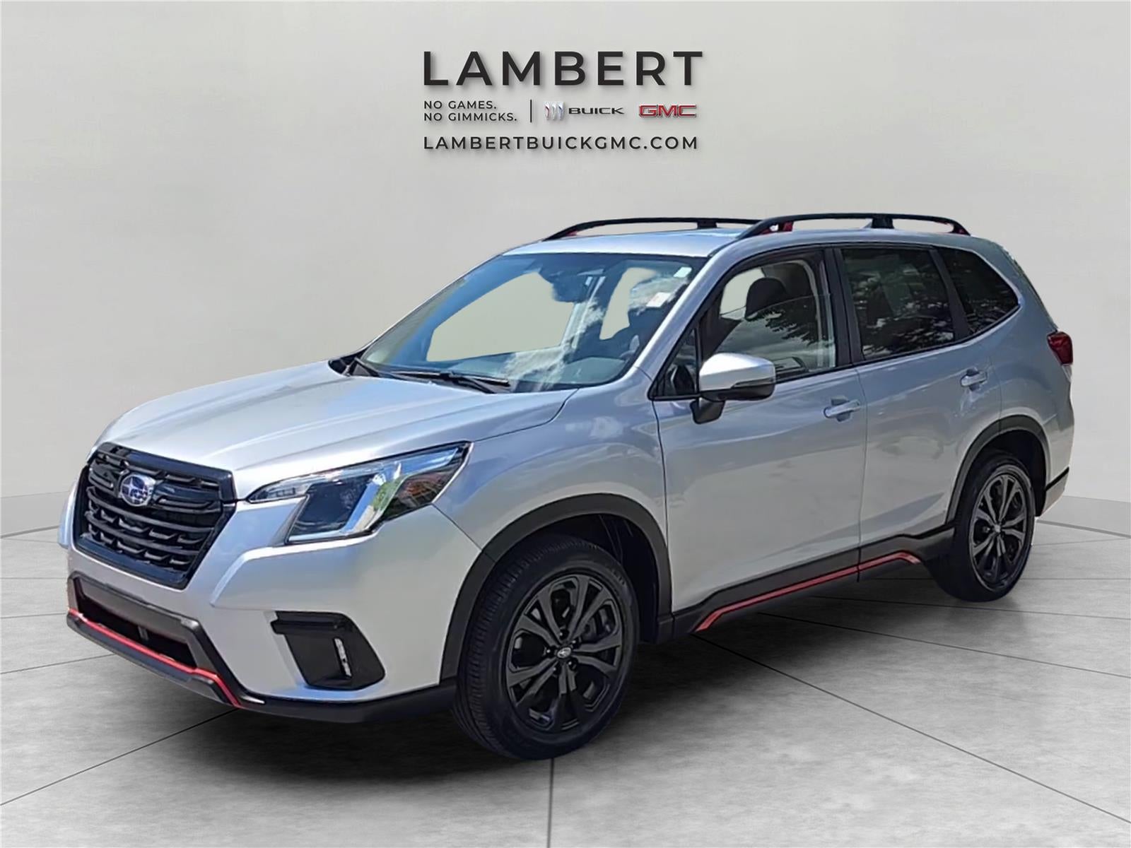 2023 Subaru Forester Sport in Ice Silver Meta — front three-quarter view